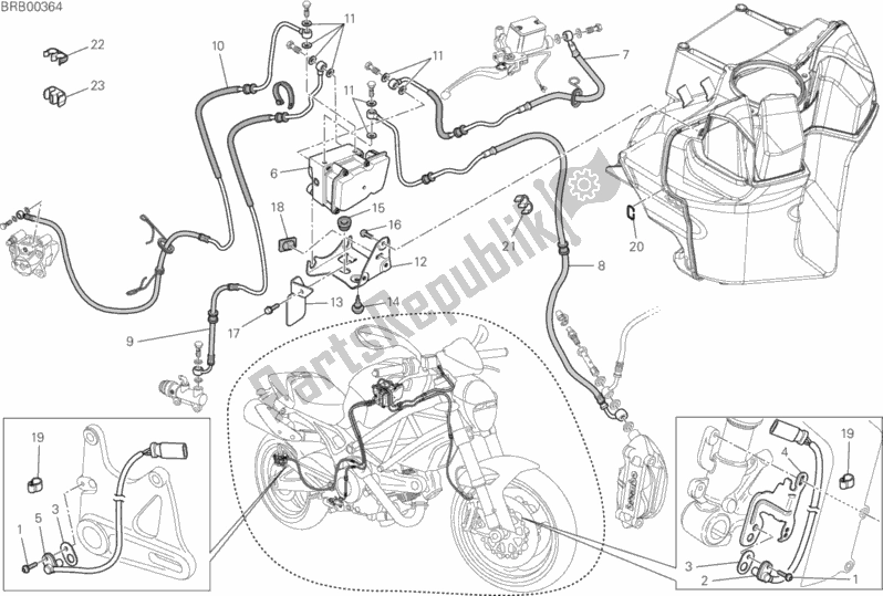 Alle onderdelen voor de Remsysteem Abs van de Ducati Monster 795 ABS EU Thailand 2014